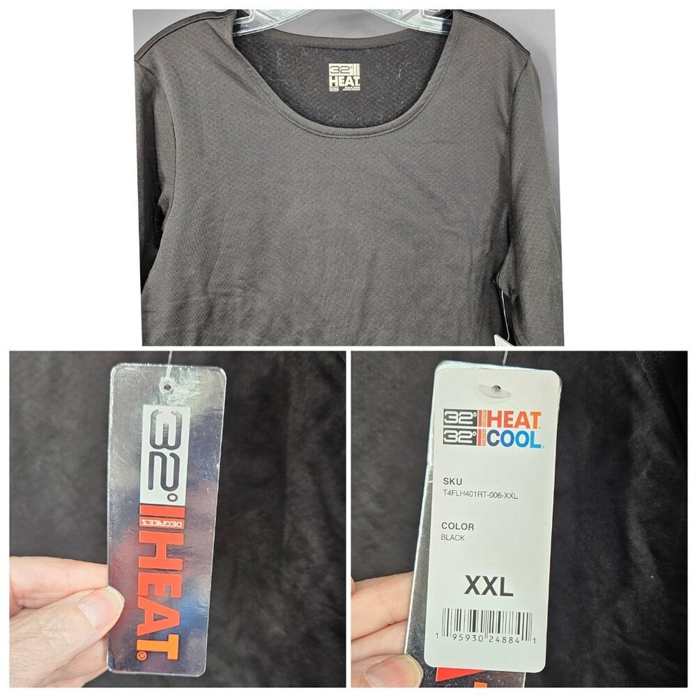32 Degrees Heat Shirt Womens XXL Black Pink Thermal Long Sleeve Base Layer Lot 3 - Picture 2 of 9